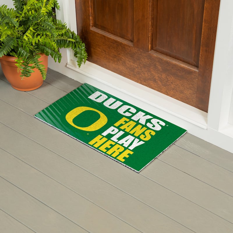 28 in. x 16 in. University of Oregon "Fans Play Here" PVC Door Mat