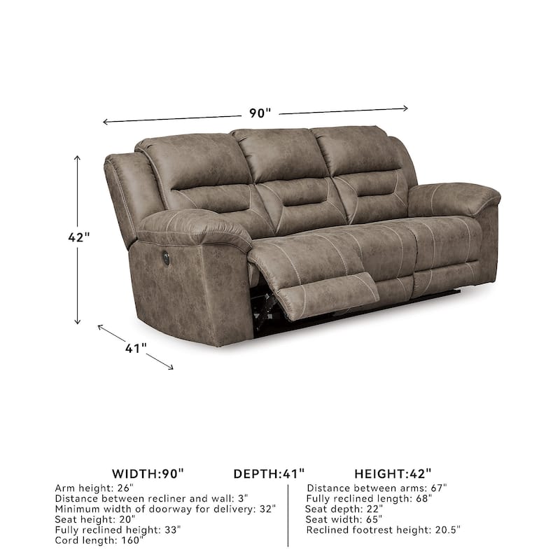 Stoneland Contemporary Reclining Power Sofa Fossil