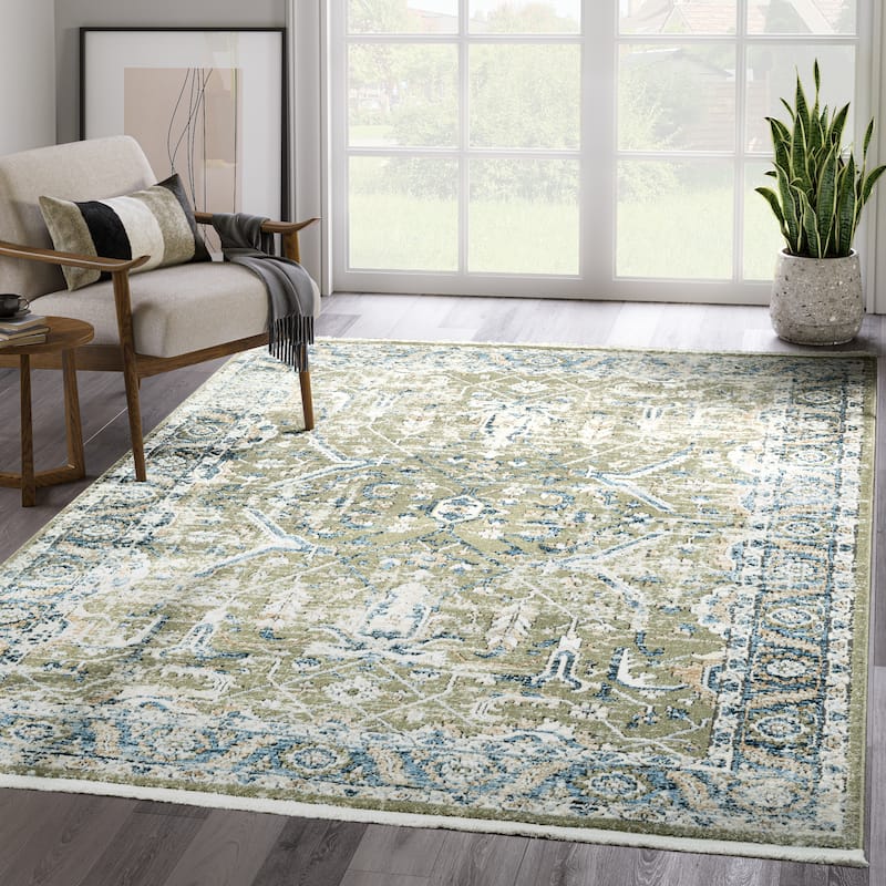 Abani Savoy SAV150A Vintage Green Blue Area Rug