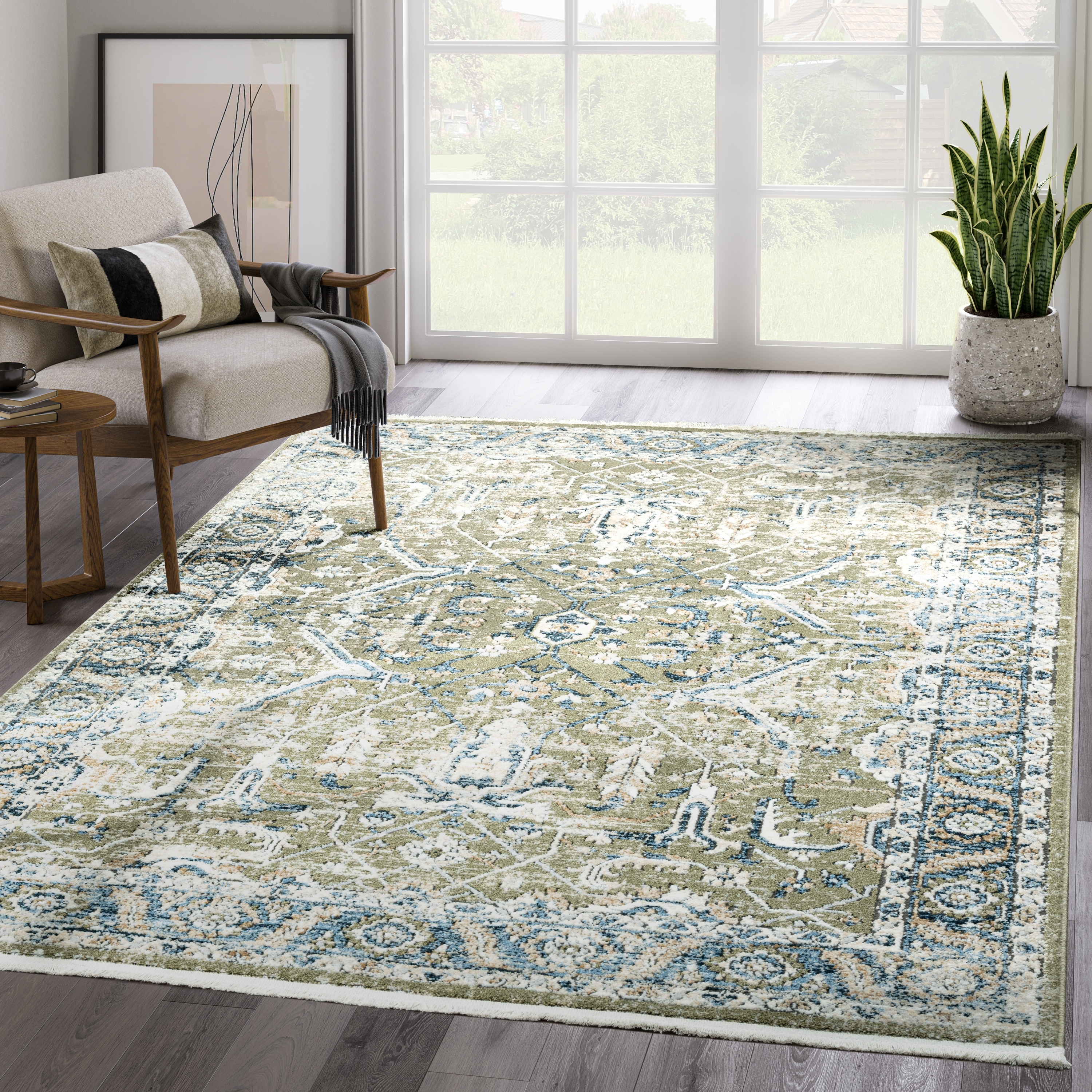 Abani Savoy SAV150A Vintage Green Blue Area Rug