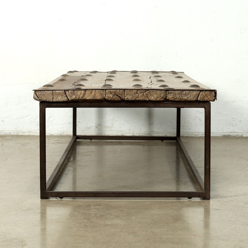 Vintage Iron-Studded Reclaimed Door Coffee Table Approx. 68-70