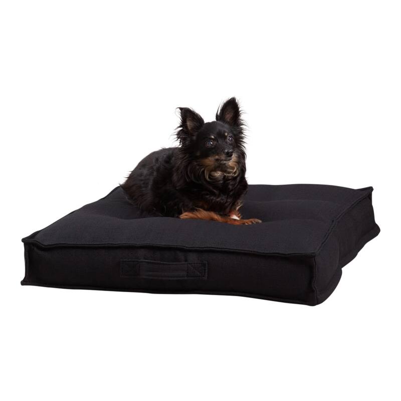 Milo Square Tufted Dog Bed - Small (24") - Black