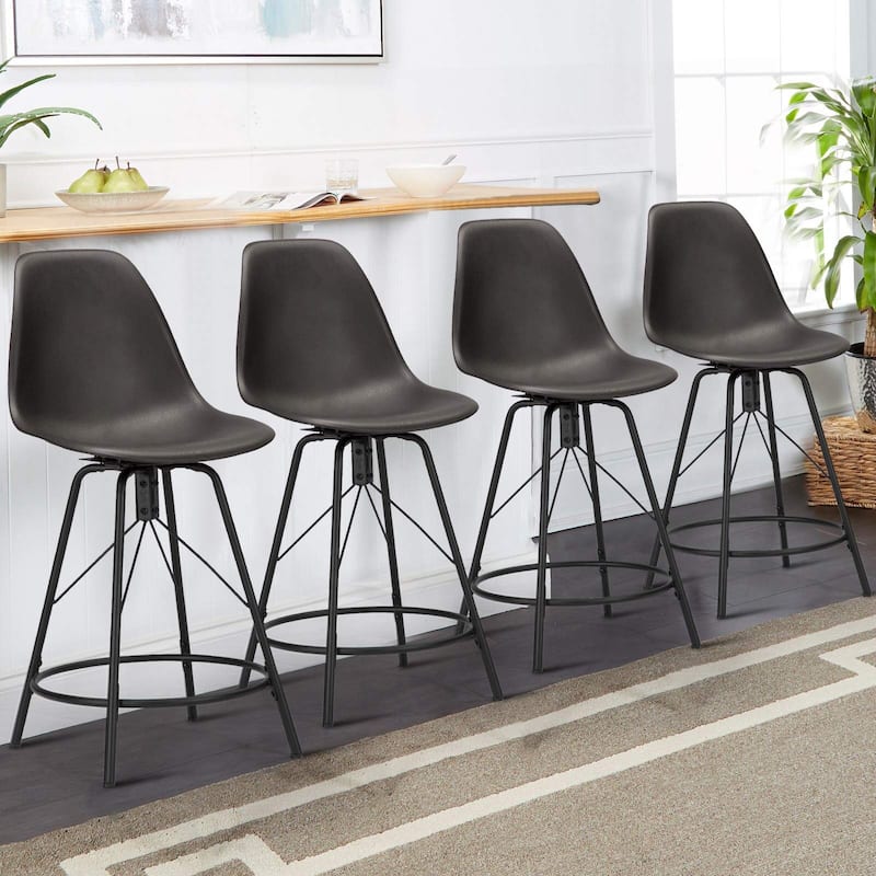 Bar Stools,Swivel Bar Stools with Backs Set of 4 - Black - Short/Counter Height/Bar Height