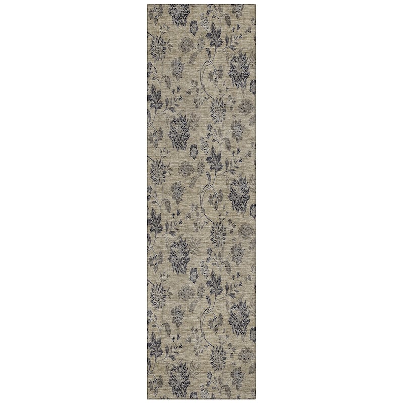 Machine Washable Indoor/ Outdoor Chantille Floral Farmhouse Rug