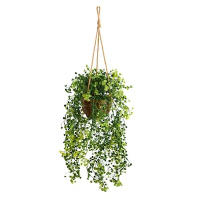20" Baby Tear Artificial Plant in Hanging Basket - 3"