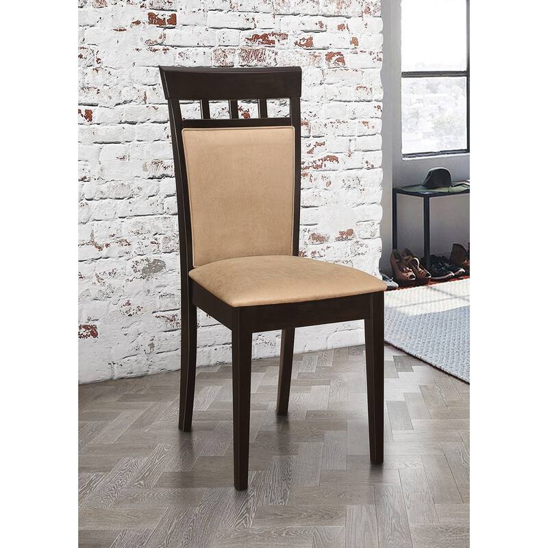 Set of 2 Upholstered Back Side Chairs Cappuccino and Tan