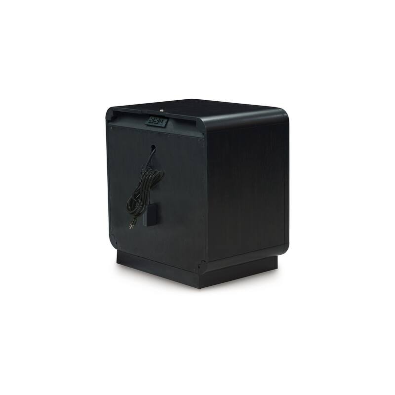 Robeck Nightstand, 1 Drawer, Black 26 Inch, Silver Metal Handles
