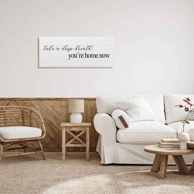Stupell Deep Breath You're Home Phrase Charming Minimal Text Canvas Wall Art