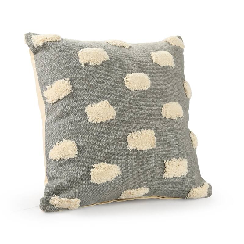 Textured Pom Pom Polka Dot Throw Pillow - 20" - Gray and White