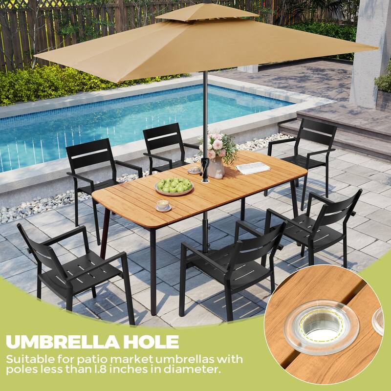 Pellebant Patio Dining Table Rectangular Aluminum Outdoor Table