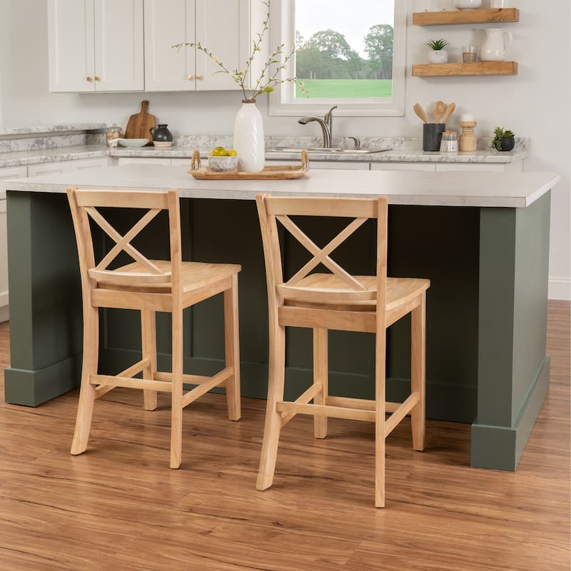 Amravati Wooden X-Back 24-Inch Counter Stool