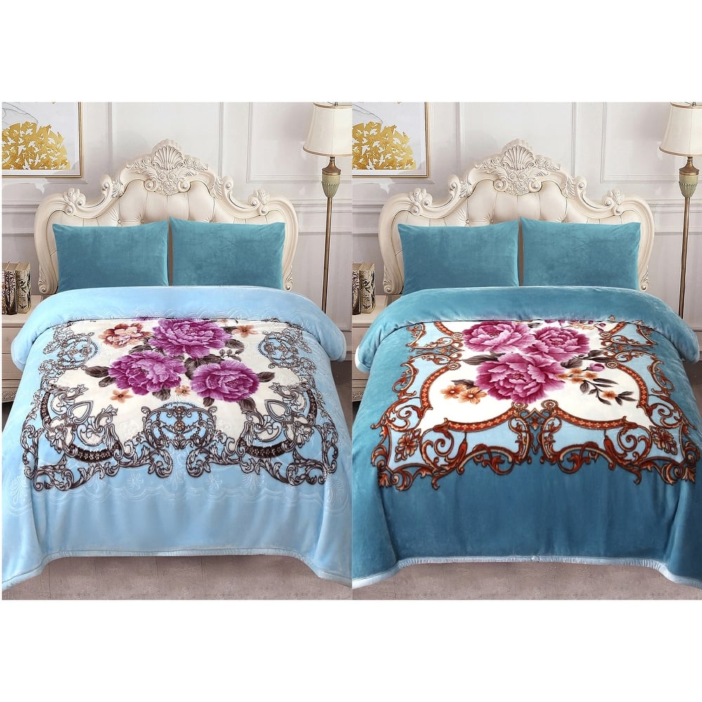 Reversible Mink Fleece Blanket Different Pattern in Each Side