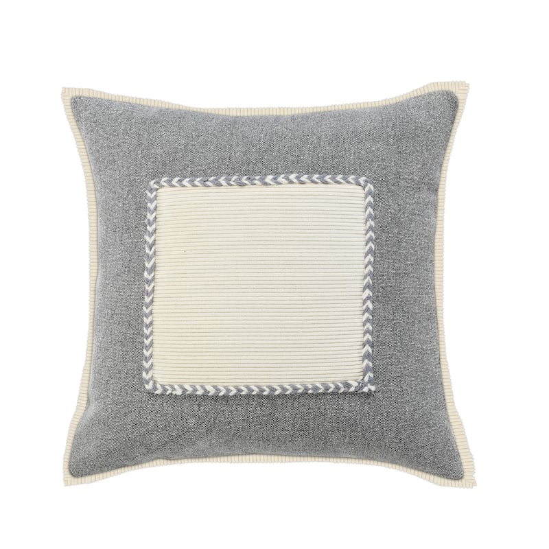 Sevita Neutral Gray Riviera Framed Throw Pillow