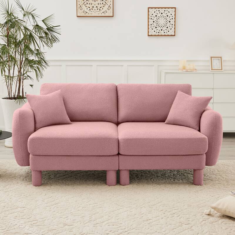 Distinctive Sofa Couch with Shell-Shaped Armrests, 2-seater Loveseat Couch Sofa Couch with Wood Frame