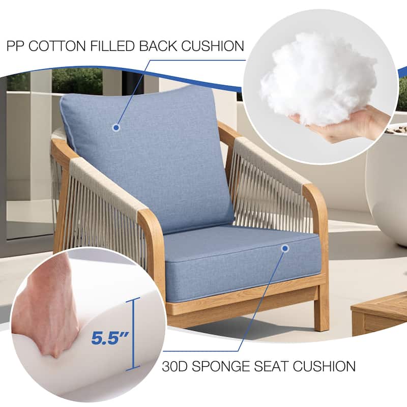 24''Wx24''Dx20''H Patio Premium Sunbrella Outdoor Seat Cushions Set (Seat & Back)