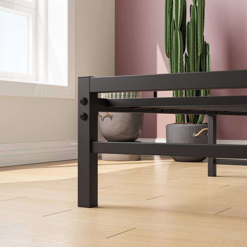 Modern Platform Bed Frame with Rustic Vintage Wood Headboard,No Box Spring Needed