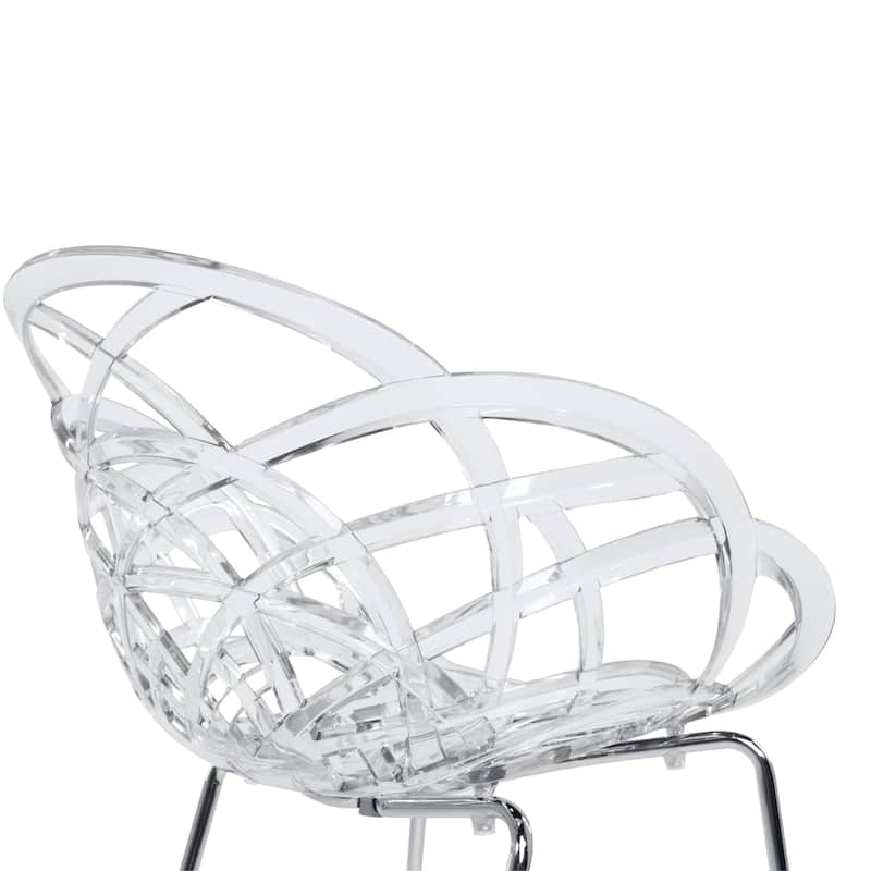 Furnish Theory Fleur-ML Stackable Dining Armchairs Arm Chairs Anti-UV Polycarbonate Shell & Chrome-Plated Steel Legs (Set of 2)