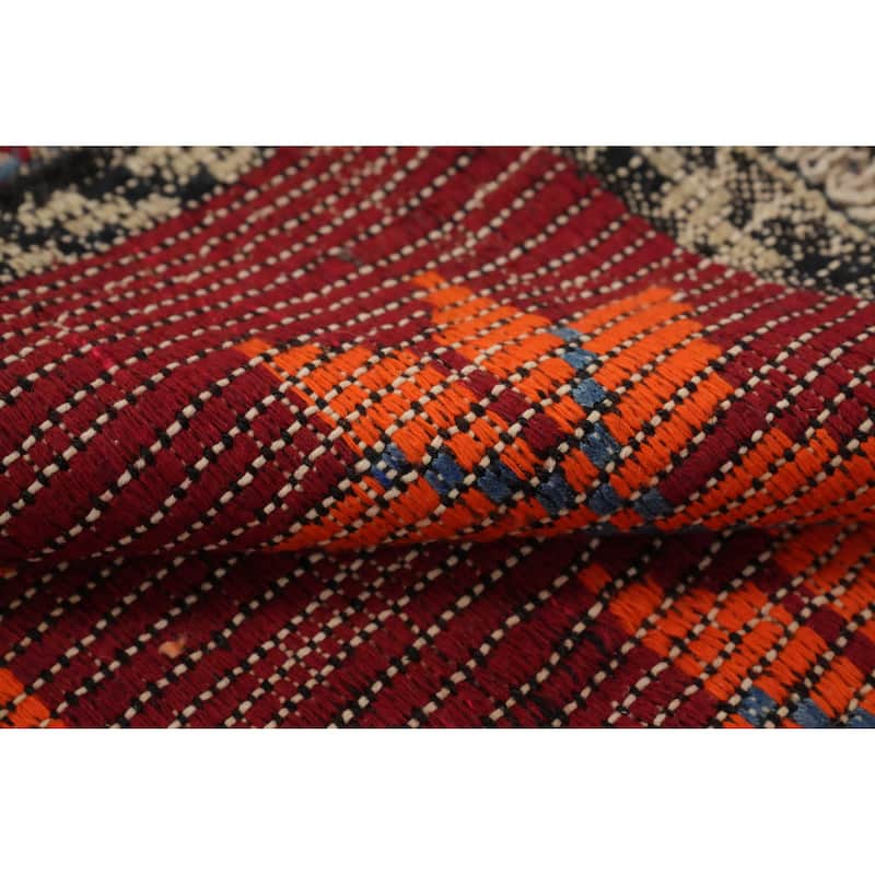 Hand Woven Oriental 100% Wool Carpet Southwestern Tribal Red Kilim Area Rug - 7' 5'' X 5' 8''