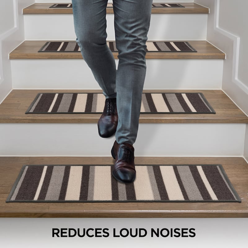 World Rug Gallery Contemporary Modern Stripe Non-Slip Stair Treads