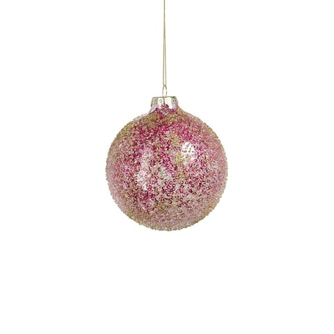 4" Pretty in Pink Glass Ball Ornaments, Set of 6