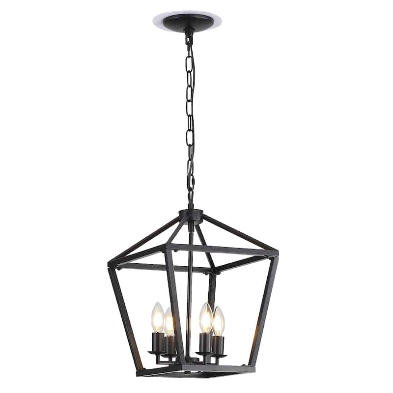 Sofucor Black Lantern Fixtures Pendant Light with Adjustable Height Rustic Geometric Hanging for Indoor,Chandelier - N/A - Black