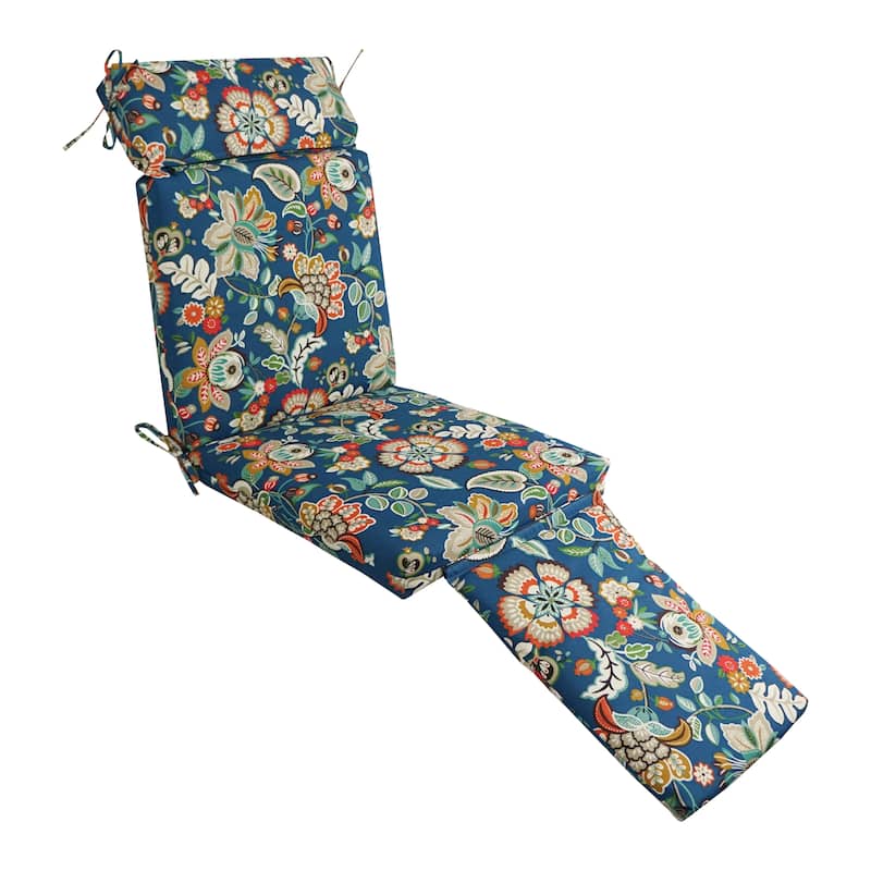 Blazing Needles Steamer Deck Outdoor Lounger Cushion - 72 x 20 - Telfair Peacock