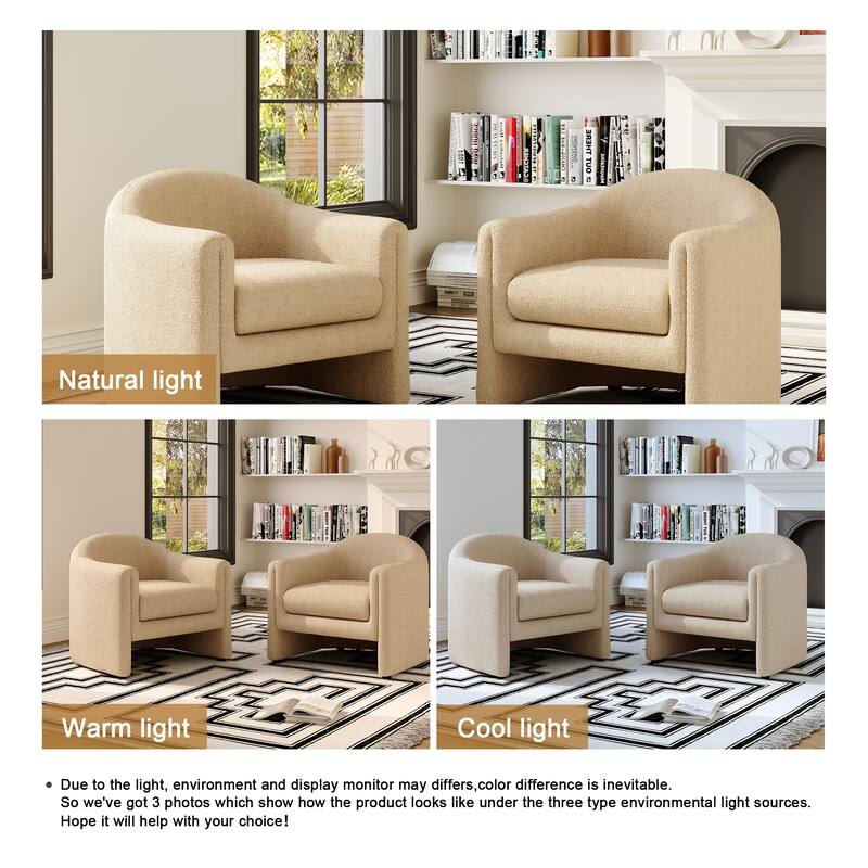 2 Set Modern Upholstered Barrel Accent Chair