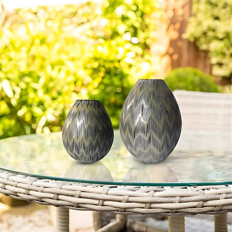 Aria Home Bronze Handblown Glass Set of 2 Modern Decorative Table Vases