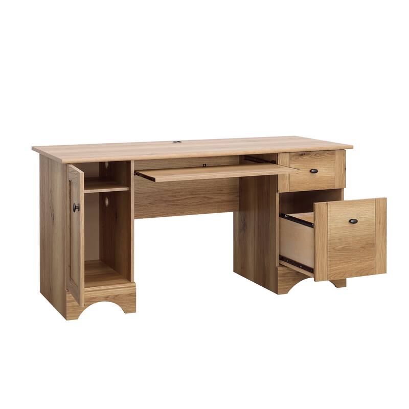 Engineered Wood Transitional Computer Desk Slide-Out Keyboard Tray