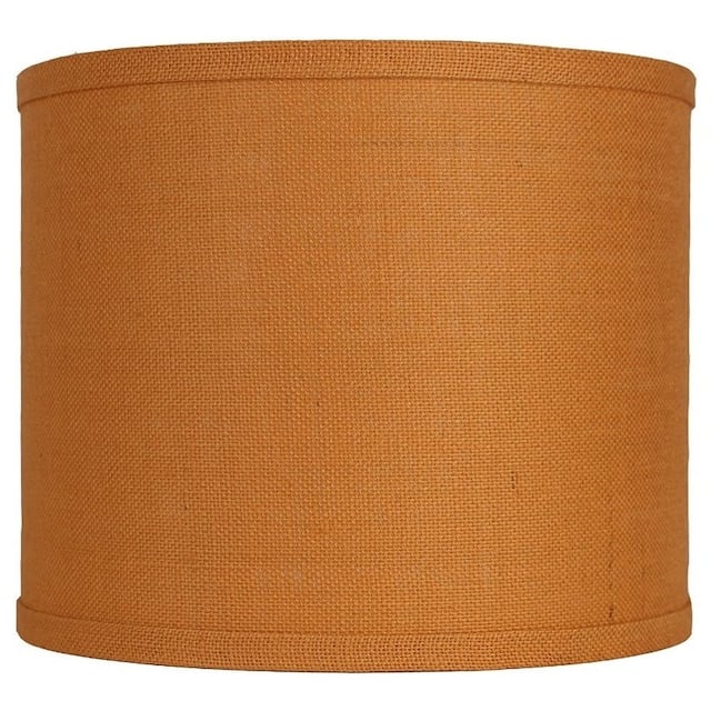 Classic Burlap Drum Lampshade, 8-inch to 16-inch Bottom Size Available - 12" - Tangerine