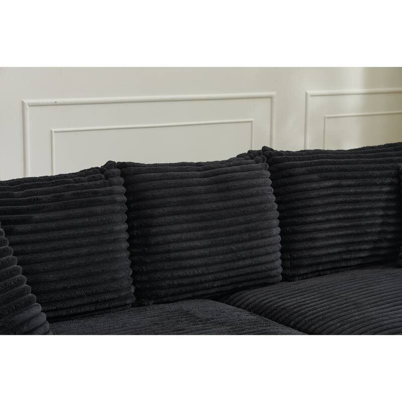 82" Corduroy 2-Piece Sectional Sofa with Slipcovers & 2 Pillows