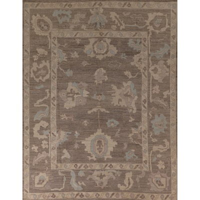 Brown Oushak Turkish Area Rug Handmade Wool Carpet - 8'5" x 9'10"