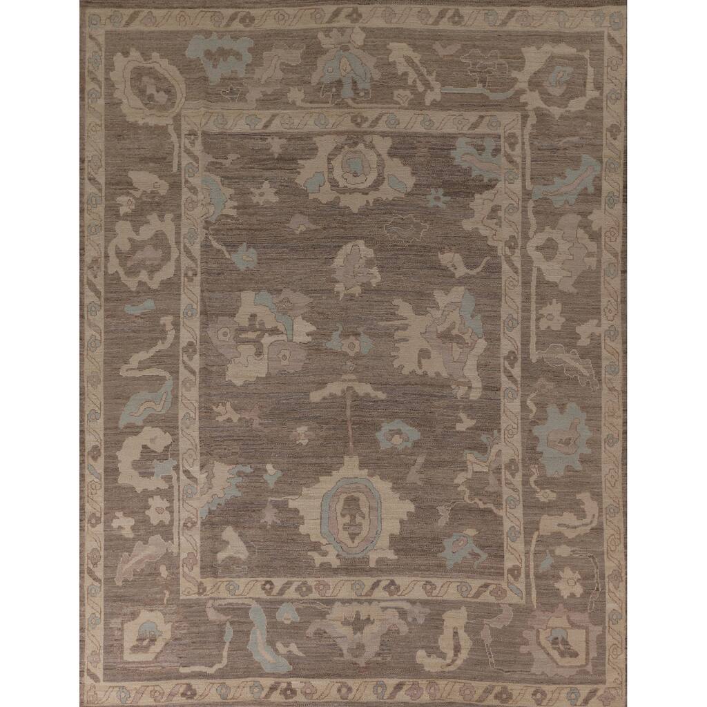 Brown Oushak Turkish Area Rug Handmade Wool Carpet - 8'5" x 9'10"