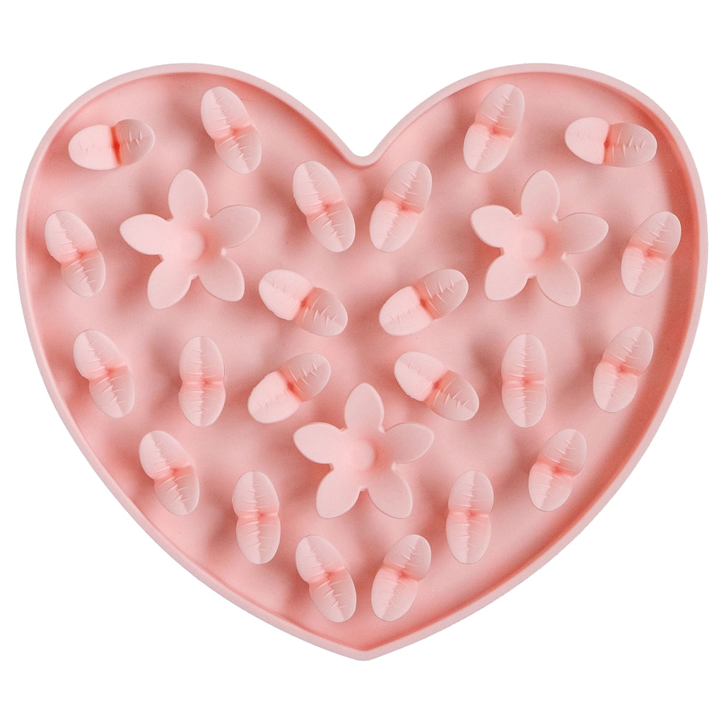 Dexypaws: Enrichment Snuffle Mat: Blush Pink Heart - Textured Dog Feeding Pad - Blush Pink