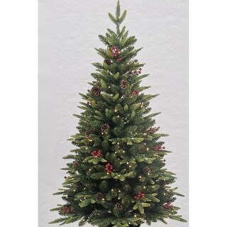 6.5-Foot Artificial Christmas Tree with Pine Cones and Red Berries ...