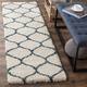 SAFAVIEH Hudson Shag Ogee Trellis 2-inch Thick Area Rug - 2'3" x 12' Runner - Ivory/Slate Blue