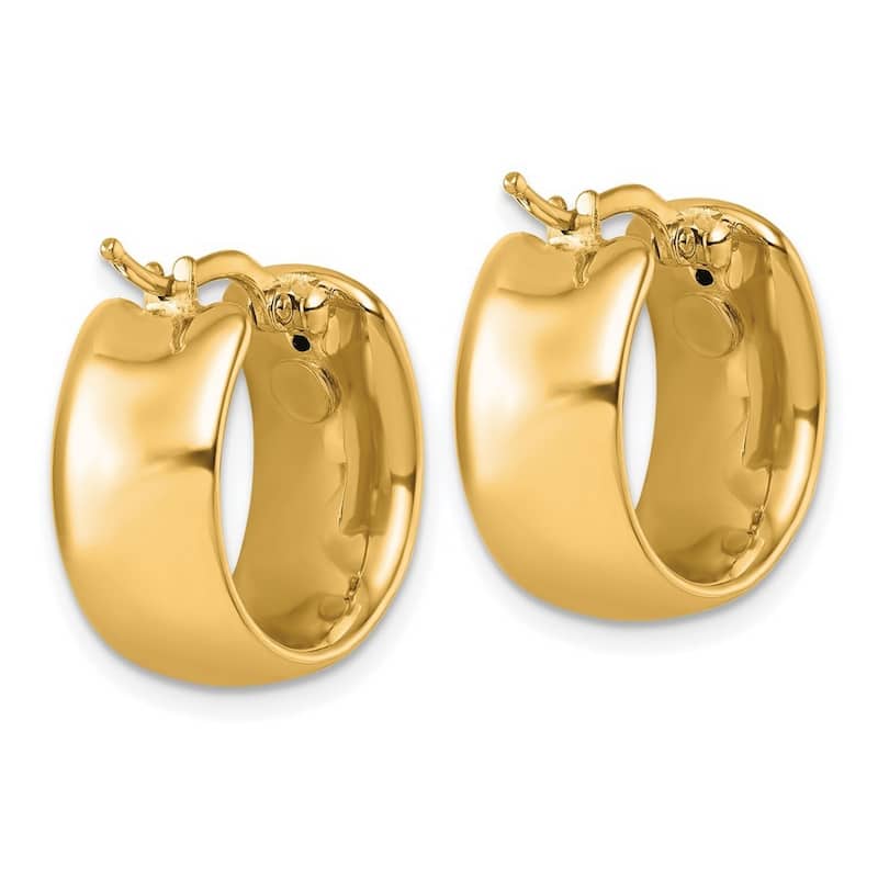 Curata 18k Italian Yellow Gold 20x8mm Chunky Wide Polished Hoop Earrings - 8x20mm