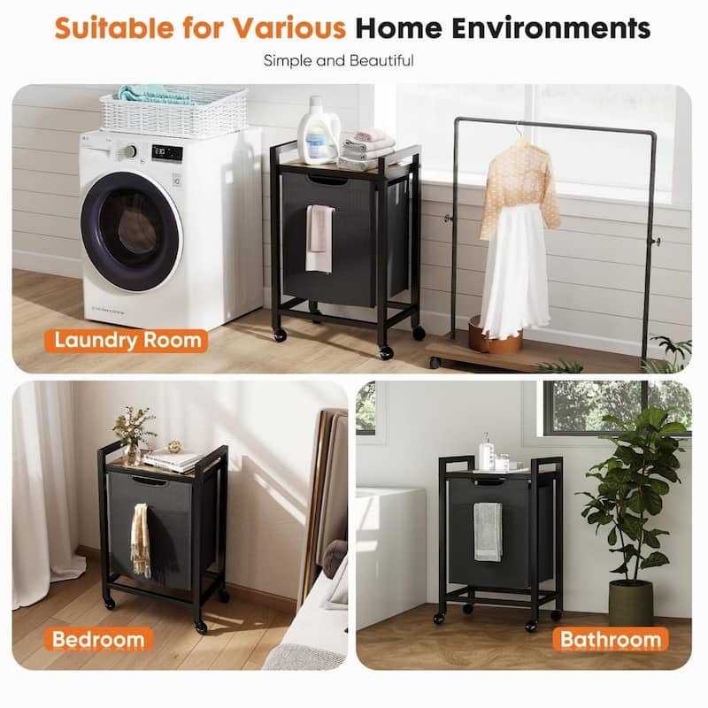 Laundry Hamper with Pull-Out Removable Sorter Bags