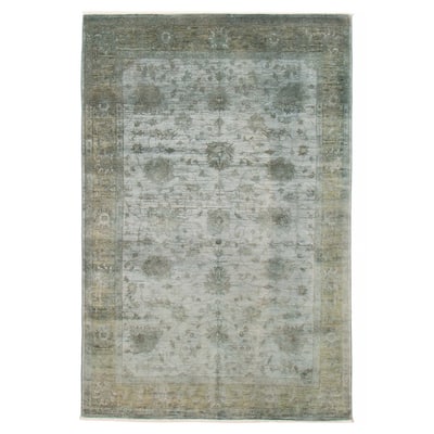 ECARPETGALLERY Hand-knotted Vibrance Light Blue Wool Rug - 6'8 x 9'11