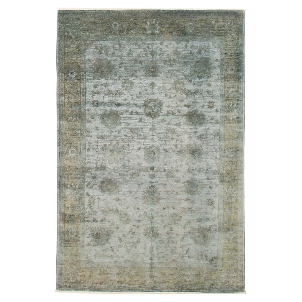 ECARPETGALLERY Hand-knotted Vibrance Light Blue Wool Rug - 6'8 x 9'11