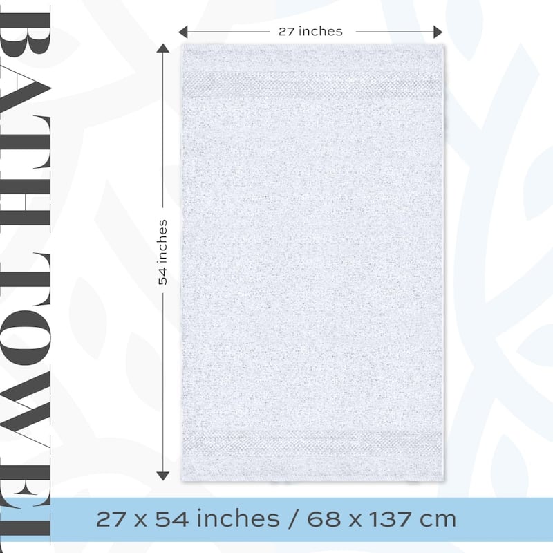 White Classic Luxury Cotton Bath Towel 27x54 - Set of 4