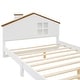 preview thumbnail 42 of 46, Bedroom Solid Wood Platform Bed House-Shaped Headboard Walnut Roof with LED Window Bed Frame Platform No Box Spring Needed