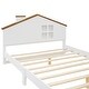preview thumbnail 7 of 5, Full Size Wood Platform Bed with LED-Lit House Headboard - Modern and Unique