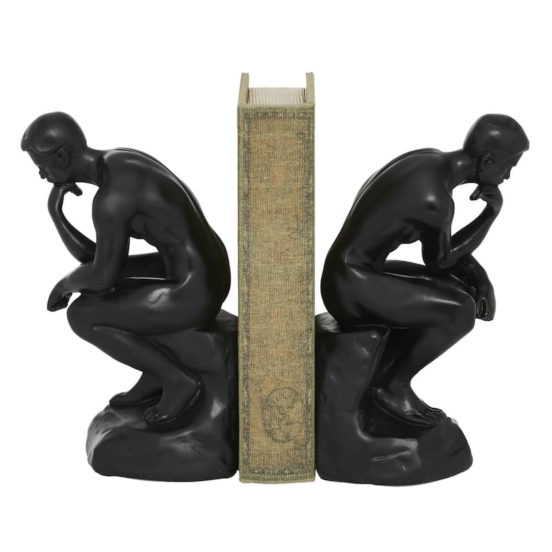 Polystone People The Thinker Decorative Bookends - Set of 2 Black - Roche River Decor - Black