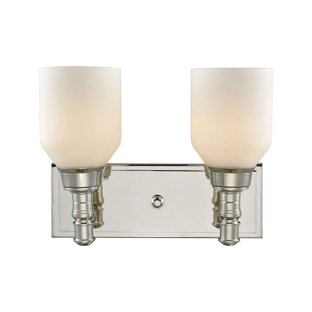 Baxter 12-inch Wide 2-Light Vanity Light in Polished Nickel - 12