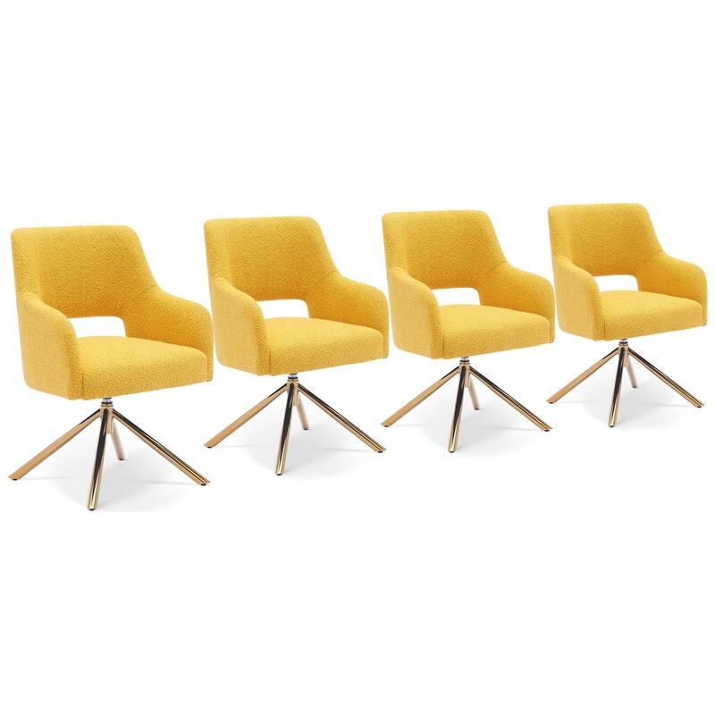 Boucle Polyester Upholstered Swivel Accent Chair - Stain Resistant (Set of 4)