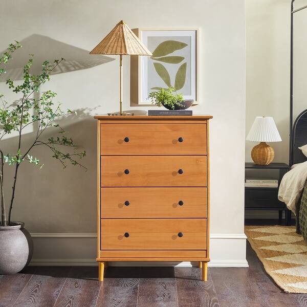 slide 2 of 17, Walker Edison Bullrushes 4-drawer Solid Wood Chest Caramel