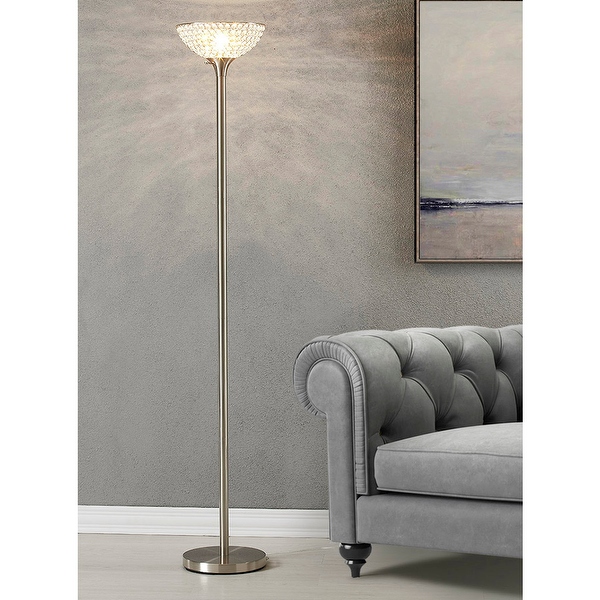 HOMEGLAM Lucie 71 inch Crystal Shade Torchiere Floor Lamp On Sale Bed Bath Beyond 31833671