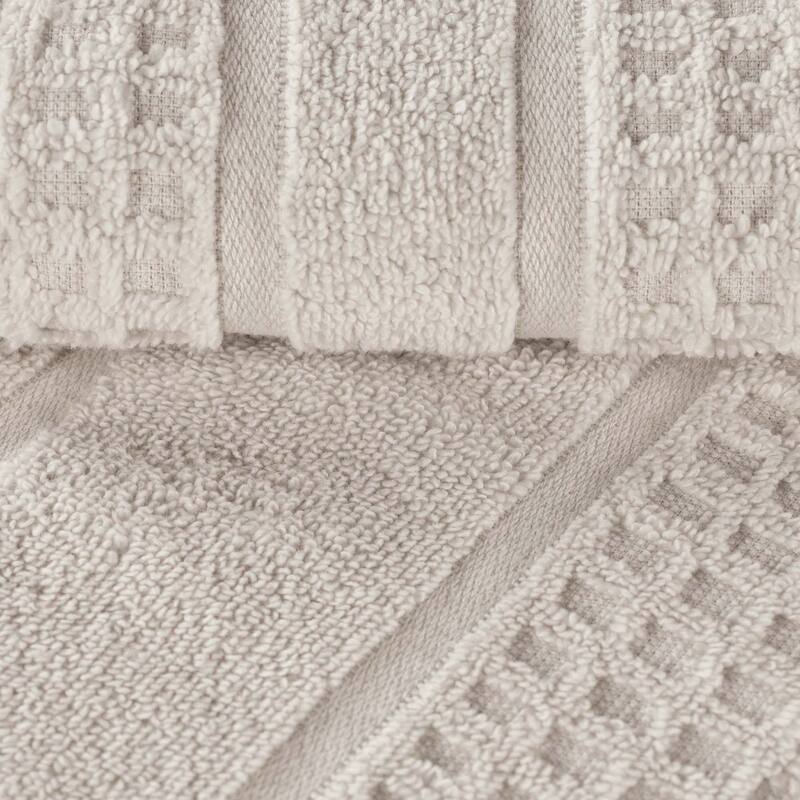 Superior Napa Zero Twist Cotton Soft Waffle Bath Towel Set of 3 - Stone Grey
