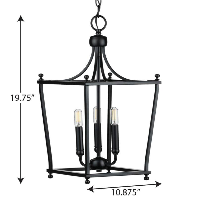 Parkhurst Collection Black Three-Light Foyer - 9.450" x 13.980" x 13.980" - 9.450" x 13.980" x 13.980"